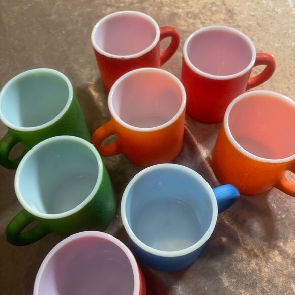 VTG Hazel Atlas "Orange Peel" milk glass coffee mugs - Picture 2 of 5